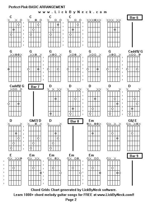 Chord Grids Chart of chord melody fingerstyle guitar song-Perfect-Pink-BASIC ARRANGEMENT,generated by LickByNeck software.